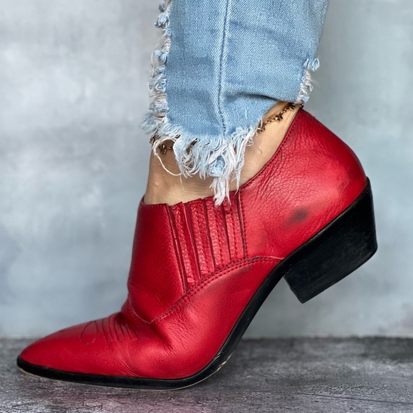 Rebecca Minkoff Shoes - Red western style leather booties well worn comfortable boot